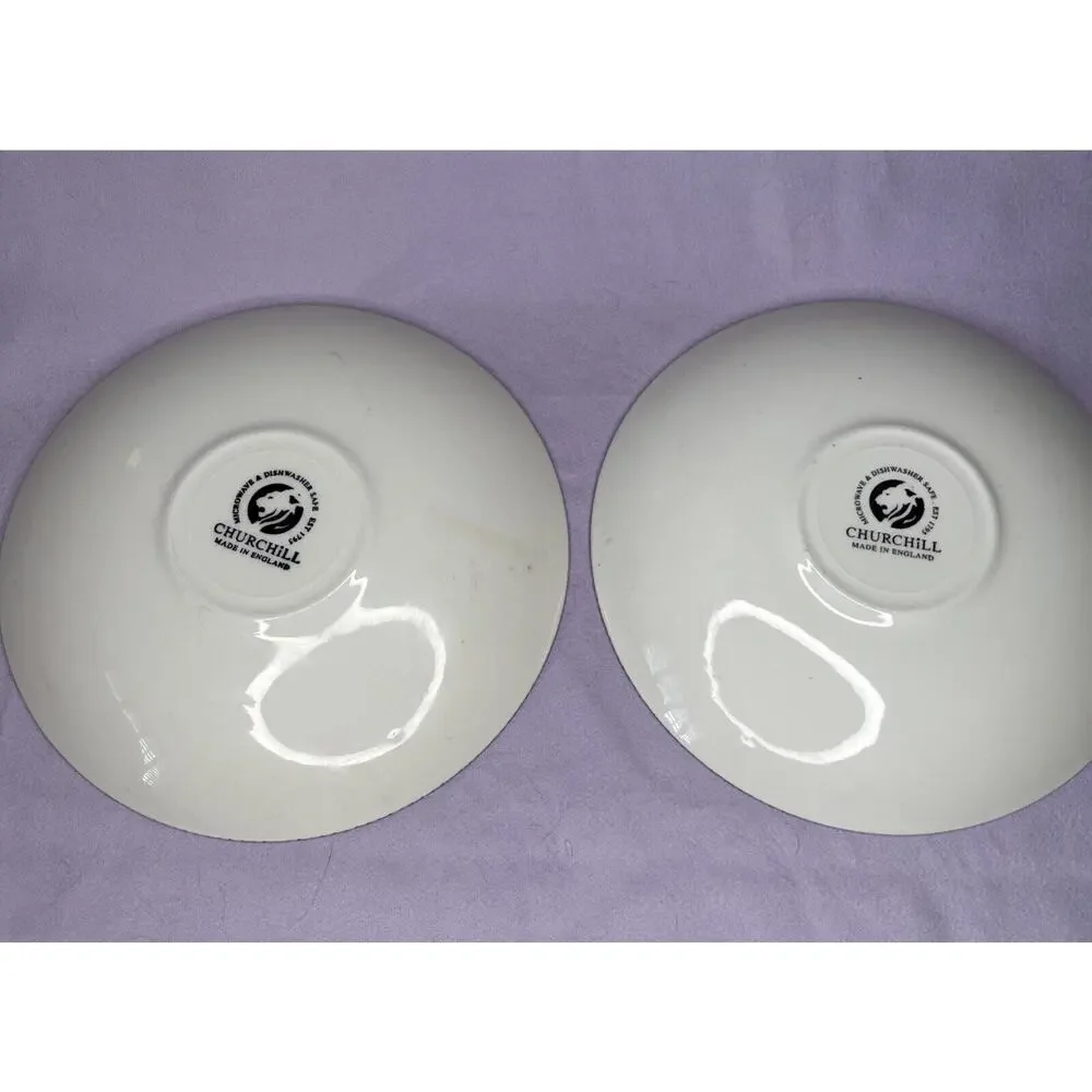 English Blue Willow CHURCHILL Porcelain 5.5 in. (2 cup Saucers)